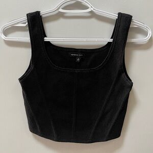 Black Faux-Corset Crop Top